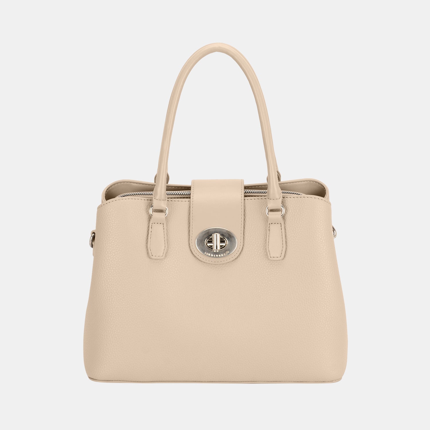 David Jones PU Leather Twist-Lock Tote Bag - The Goddess Galleries
