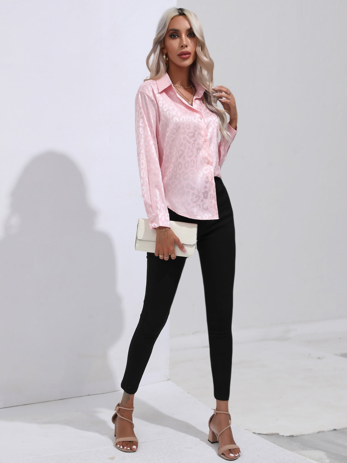 Printed Collared Neck Buttoned Shirt - The Goddess Galleries