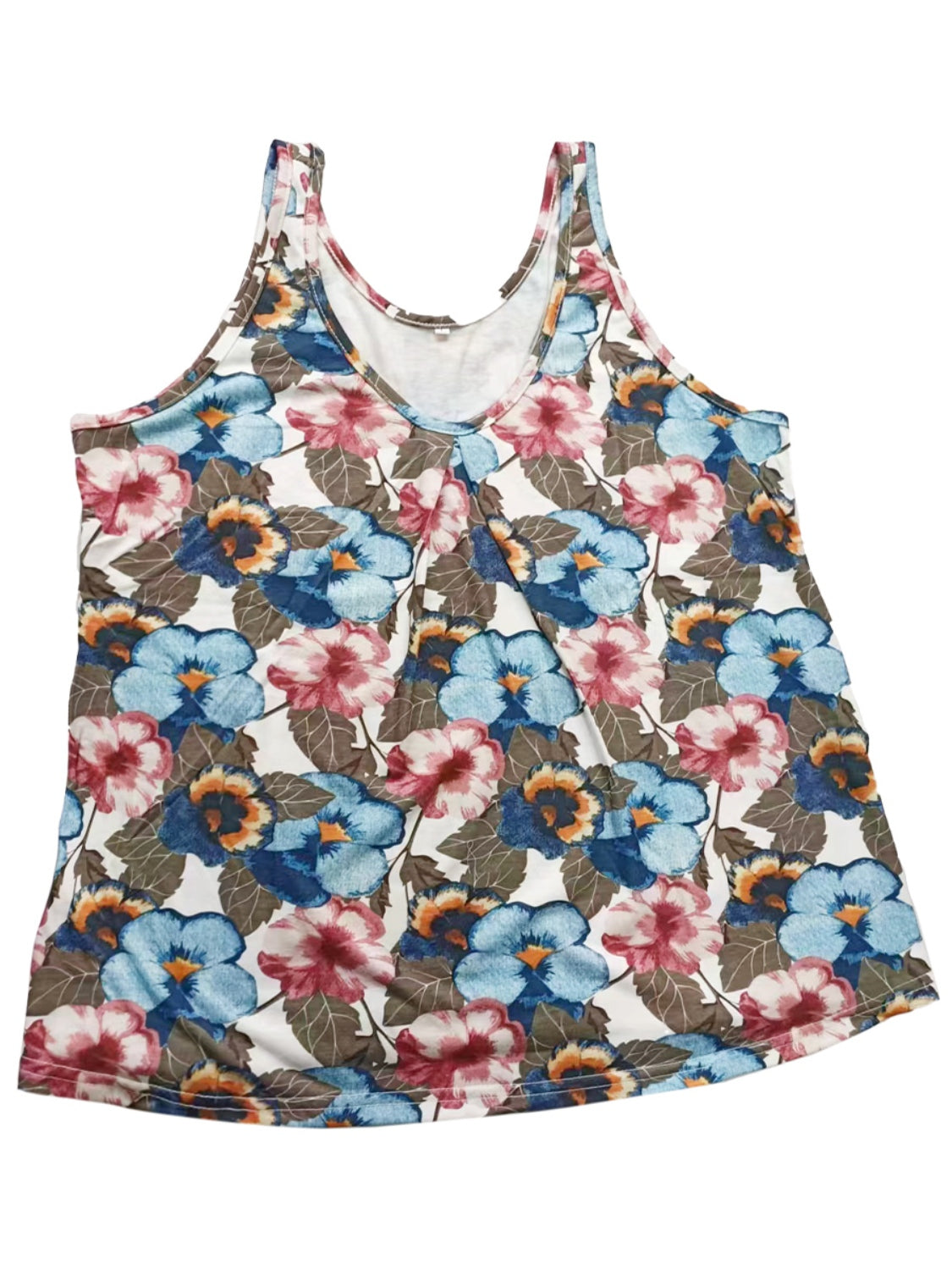 Shiny Printed Scoop Neck Wide Strap Tank - The Goddess Galleries