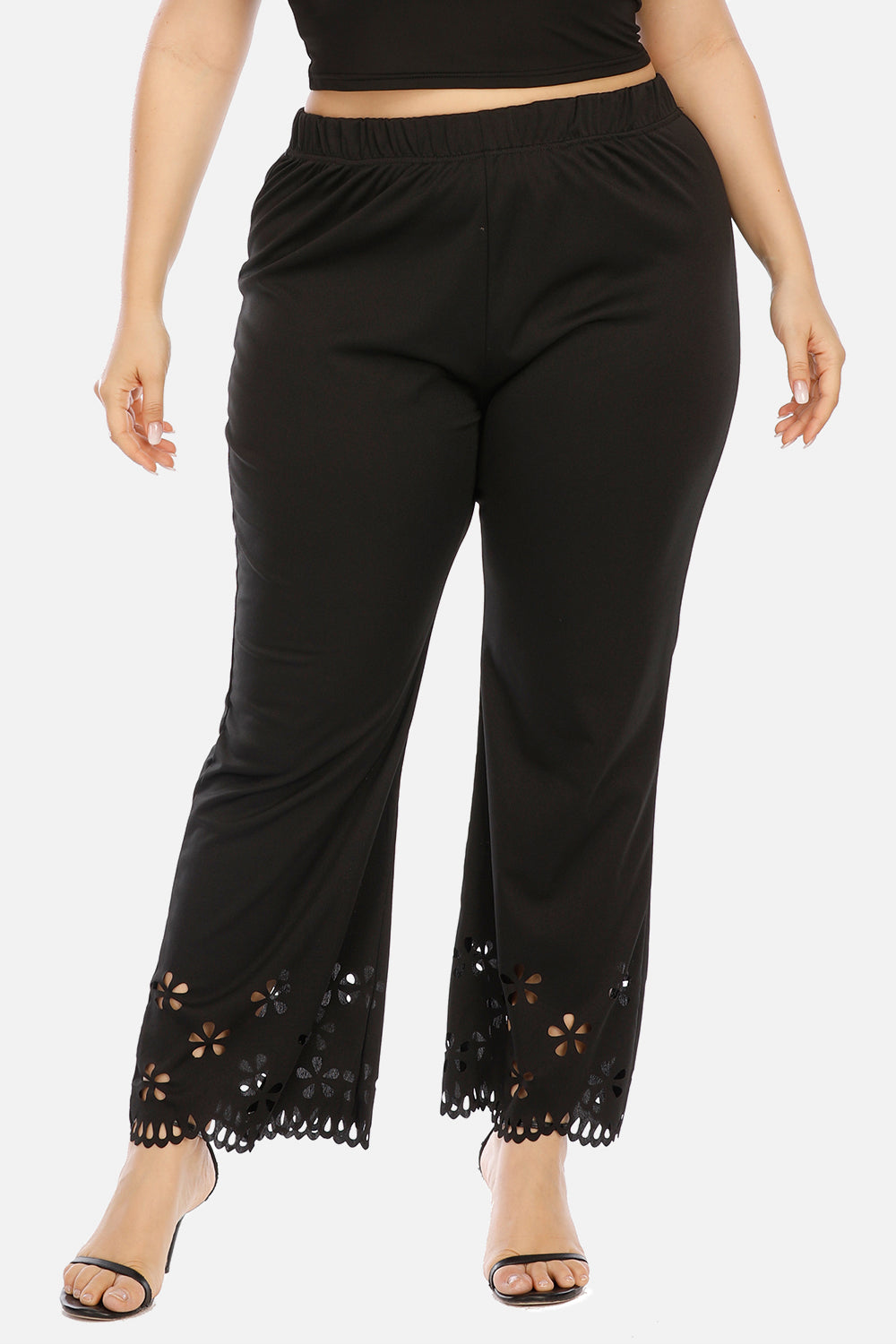 Plus Size Openwork Detail Pants - The Goddess Galleries