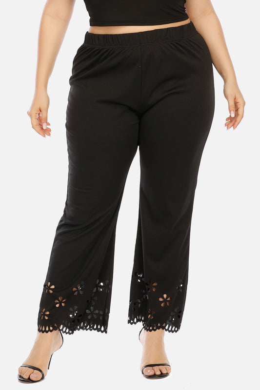 Plus Size Openwork Detail Pants - The Goddess Galleries