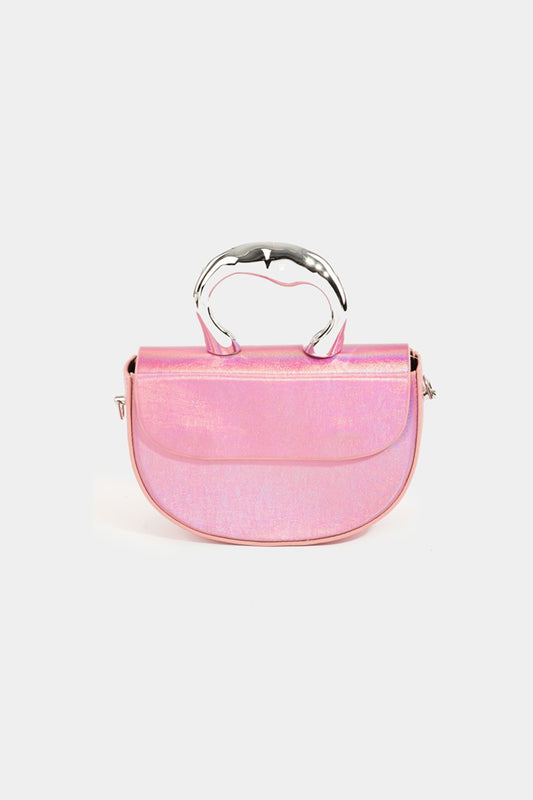 Fame Glossy Semi Circle Top Handle Bag - The Goddess Galleries
