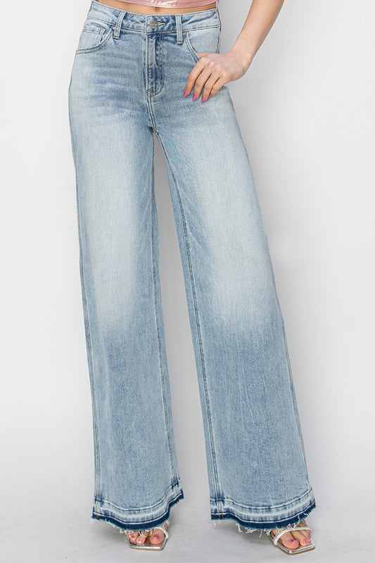 Risen Full Size High Rise Wide Leg Jeans - The Goddess Galleries