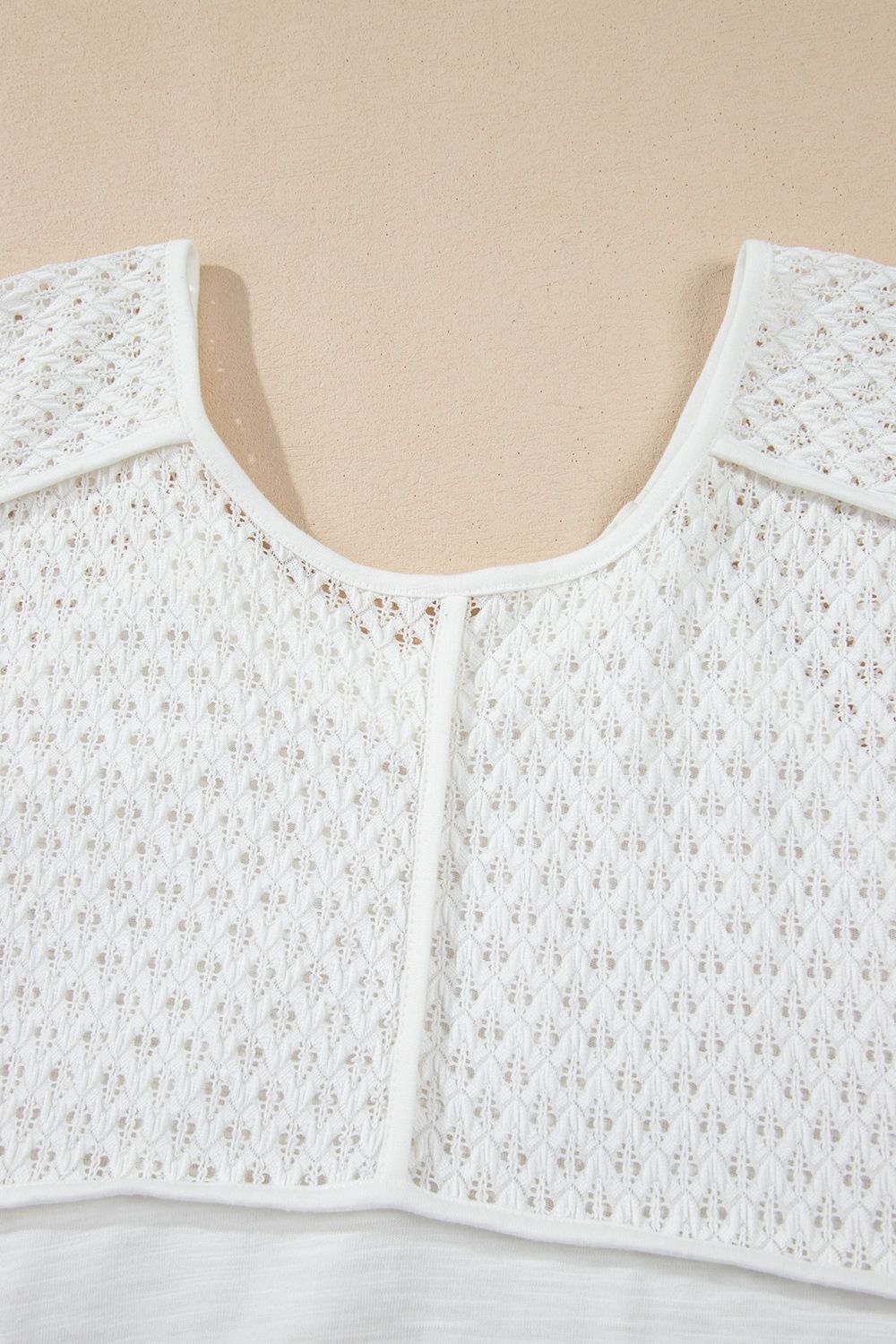 Openwork High Low Hem V Neck Oversized Top - The Goddess Galleries