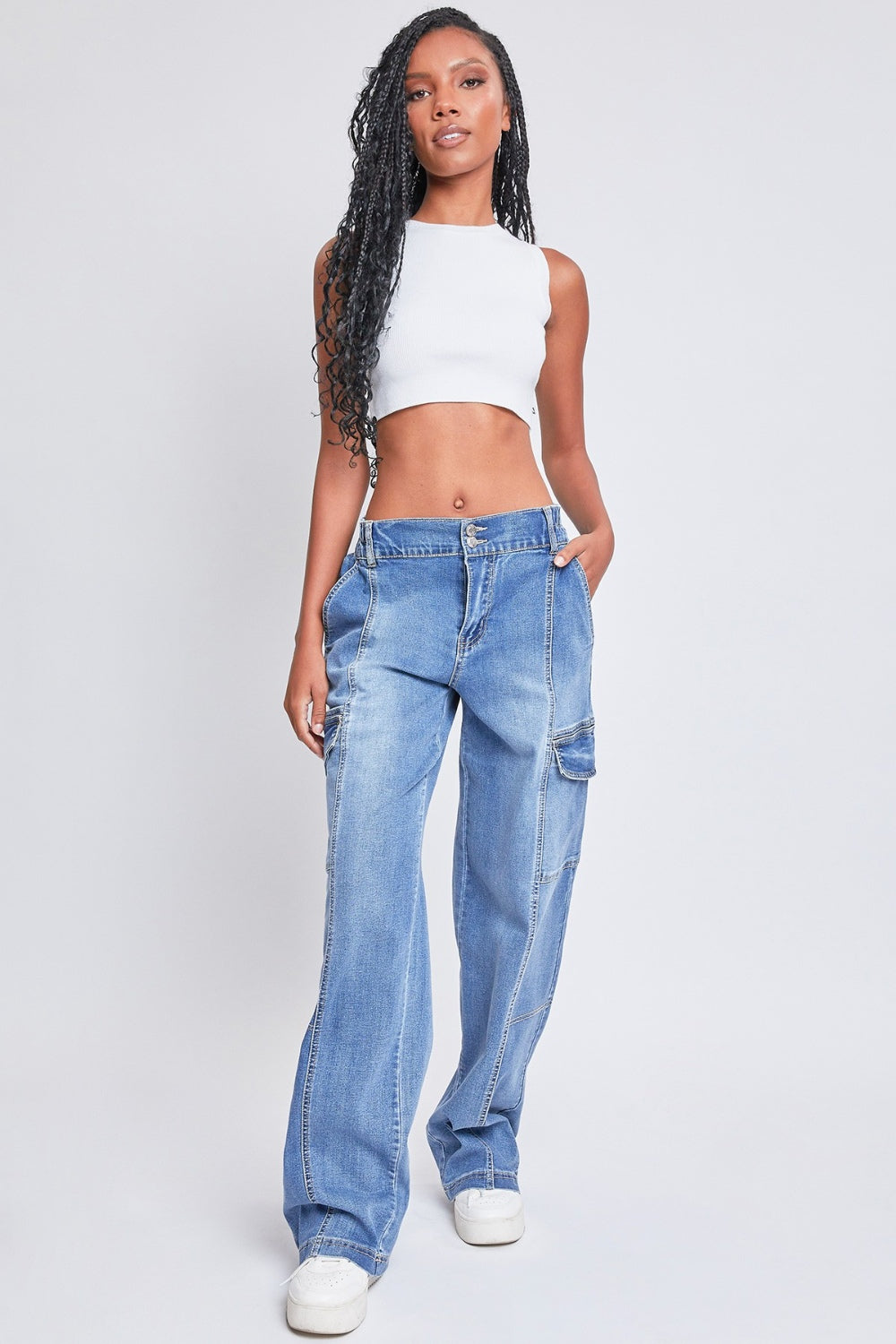 YMI Jeanswear High-Rise Straight Cargo Jeans - The Goddess Galleries