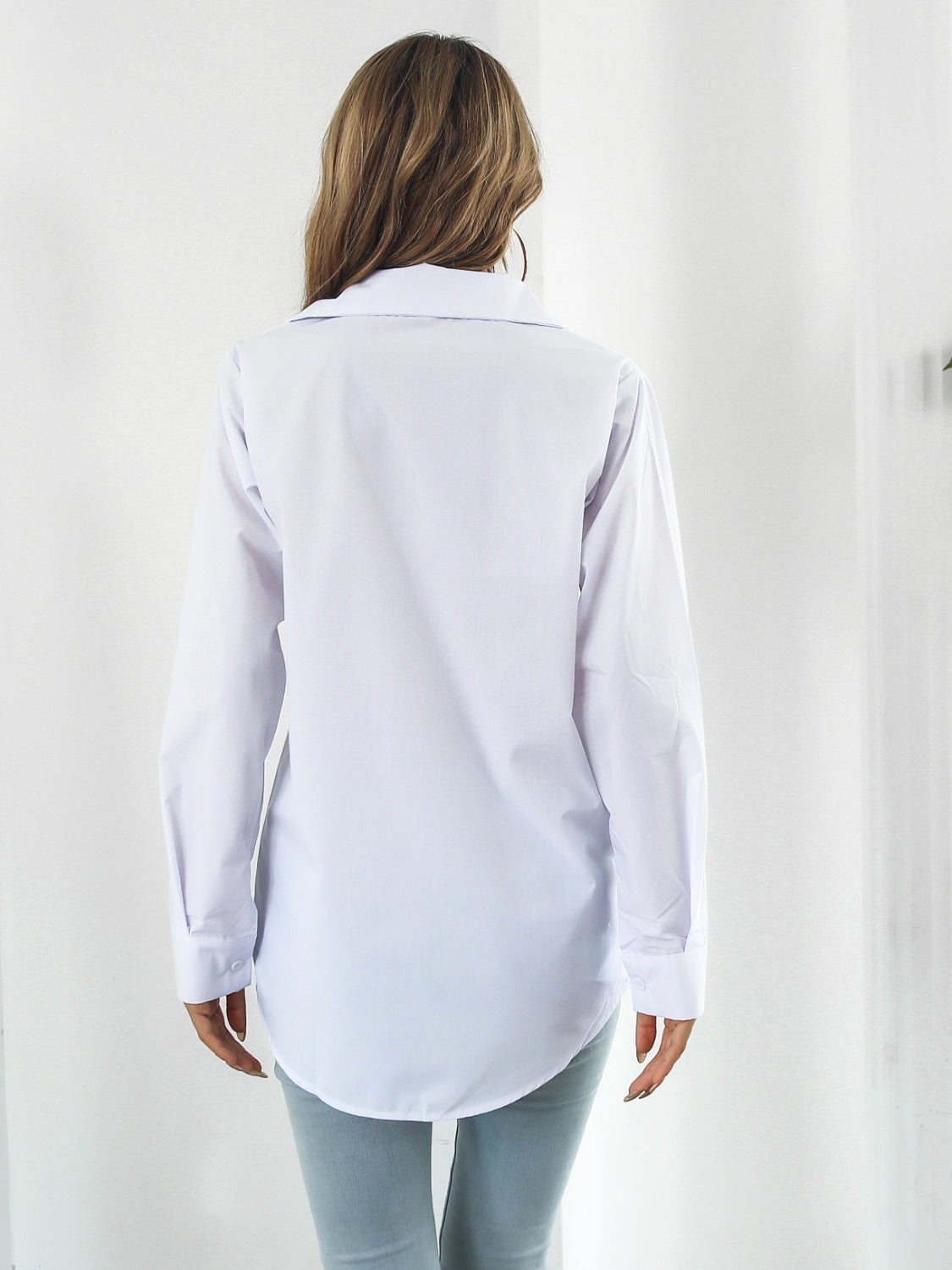 Collared Neck Buttoned Shirt with Pockets - The Goddess Galleries