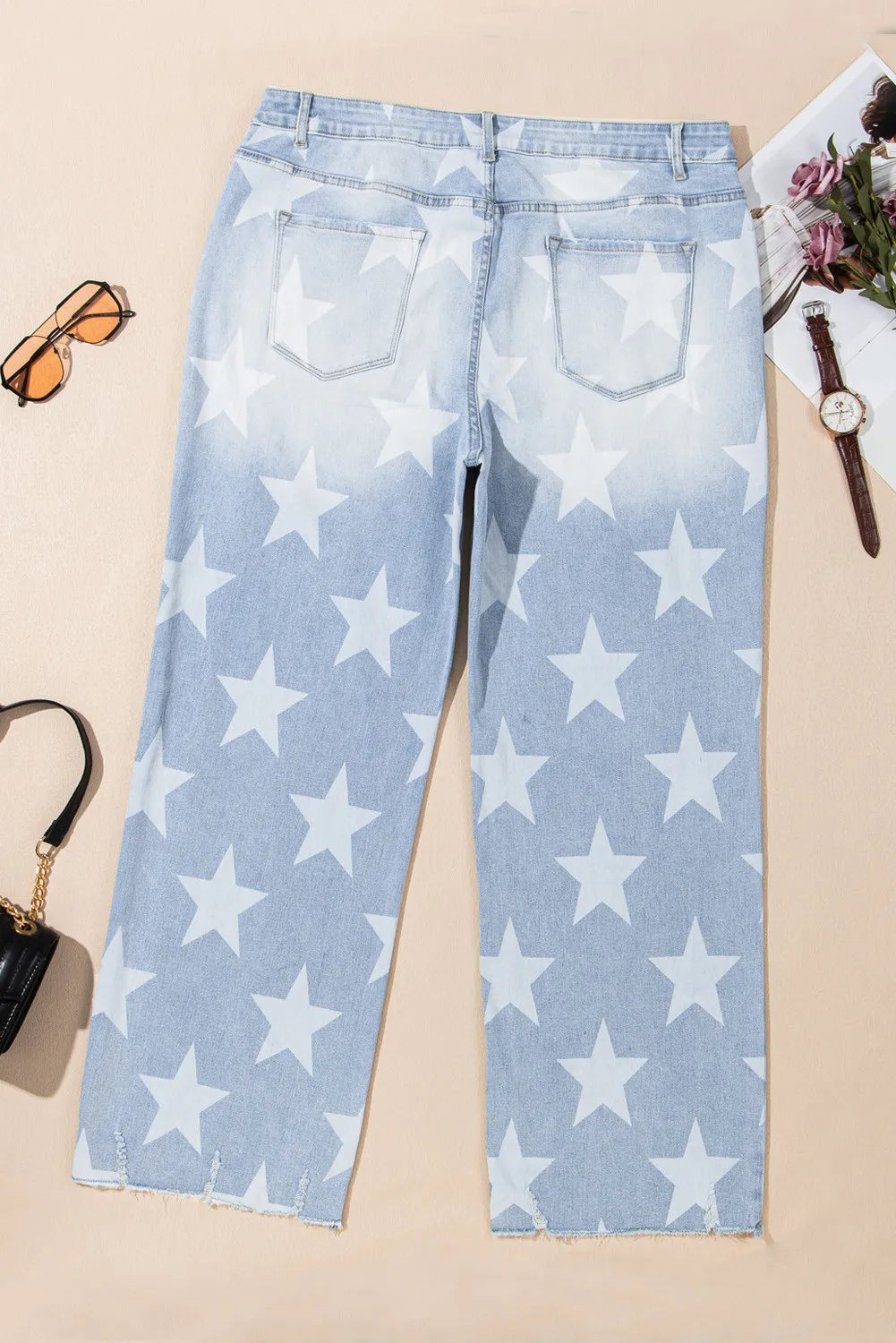 Plus Size Star Straight Leg Jeans with Pockets - The Goddess Galleries