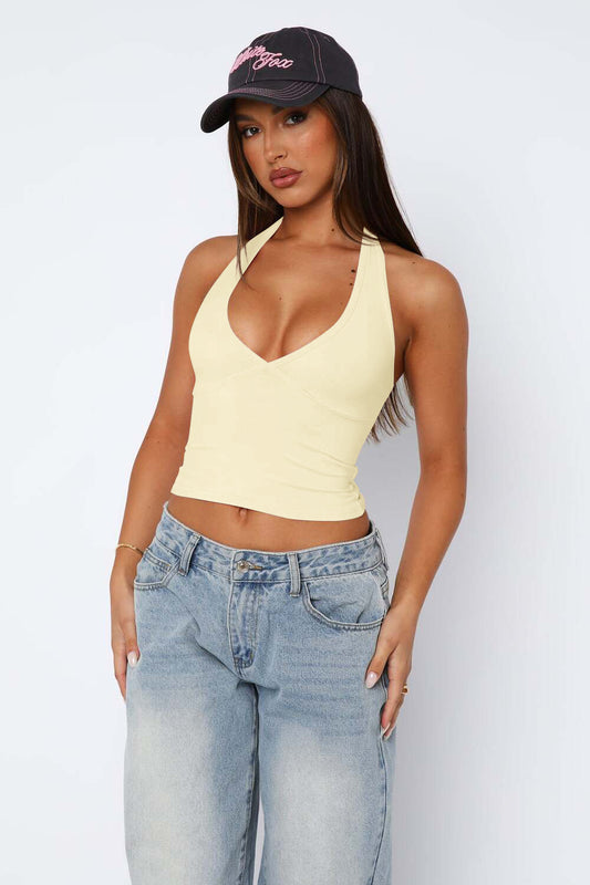 Lovelet Halter Neck Cropped Slim Cami - The Goddess Galleries