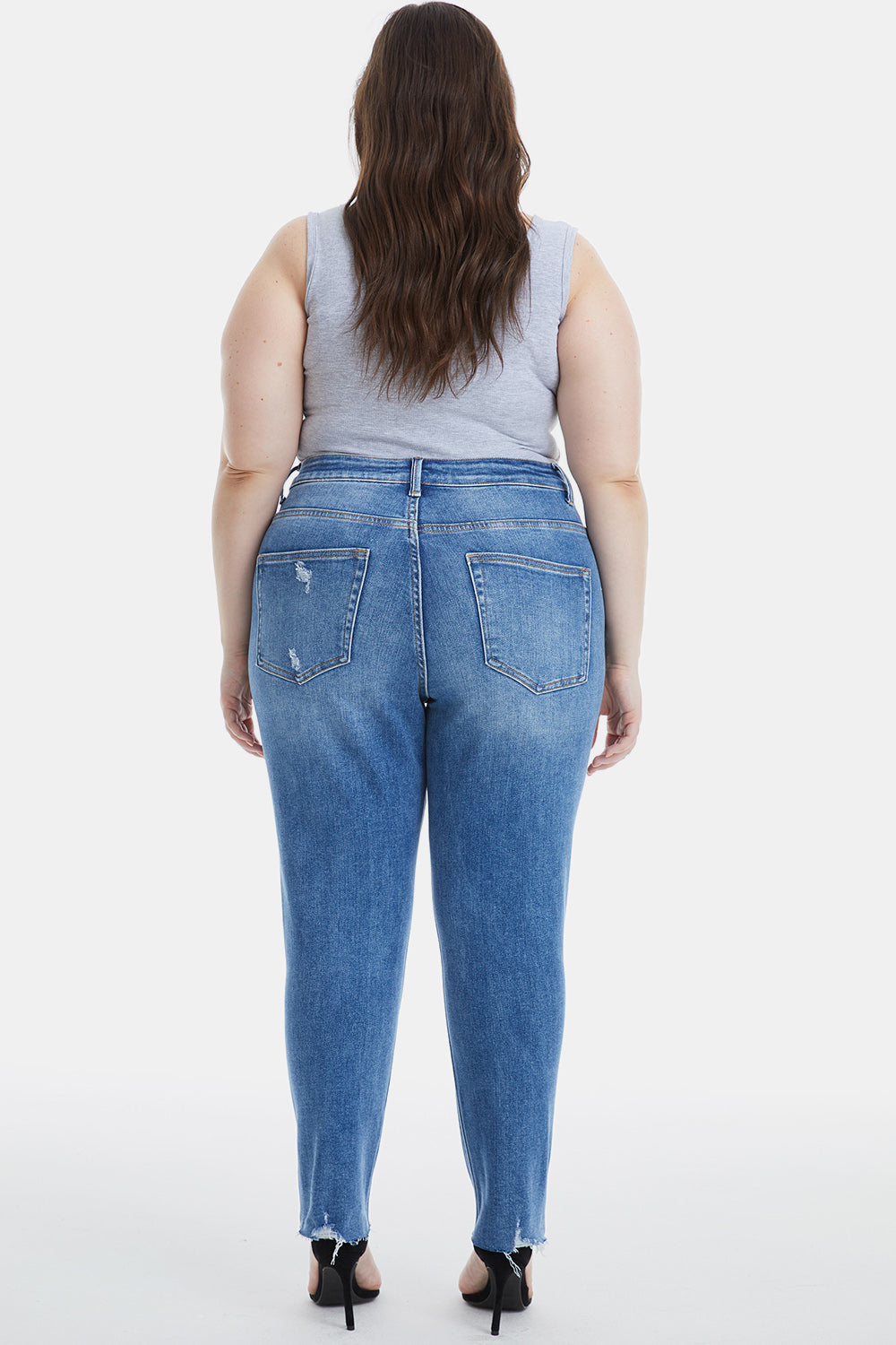 BAYEAS Full Size High Waist Distressed Raw Hew Skinny Jeans - The Goddess Galleries