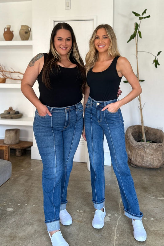 Judy Blue Full Size High Waist Front Seam Detail Straight Jeans - The Goddess Galleries