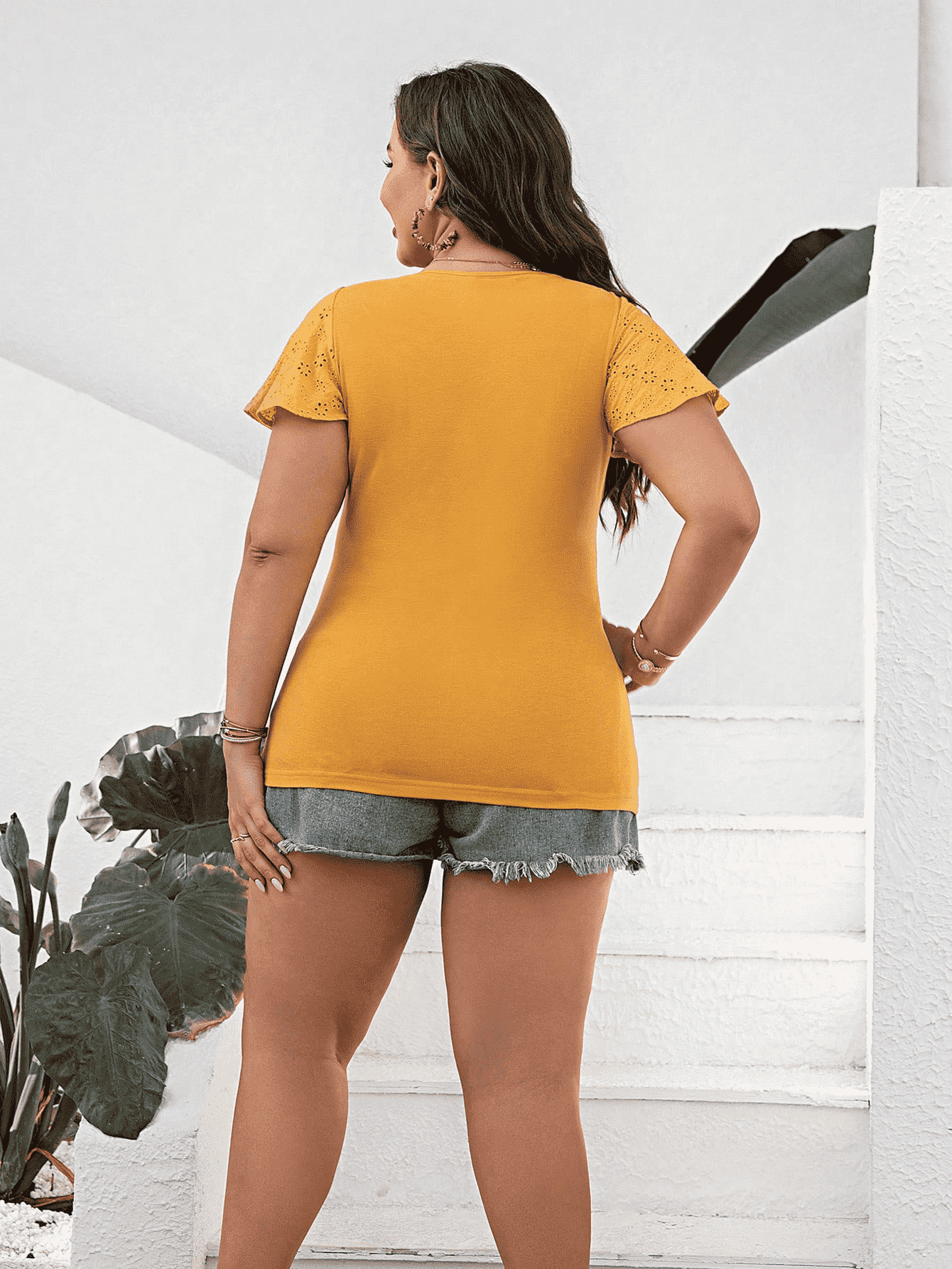 Plus Size Round Neck Blouse with Tie - The Goddess Galleries