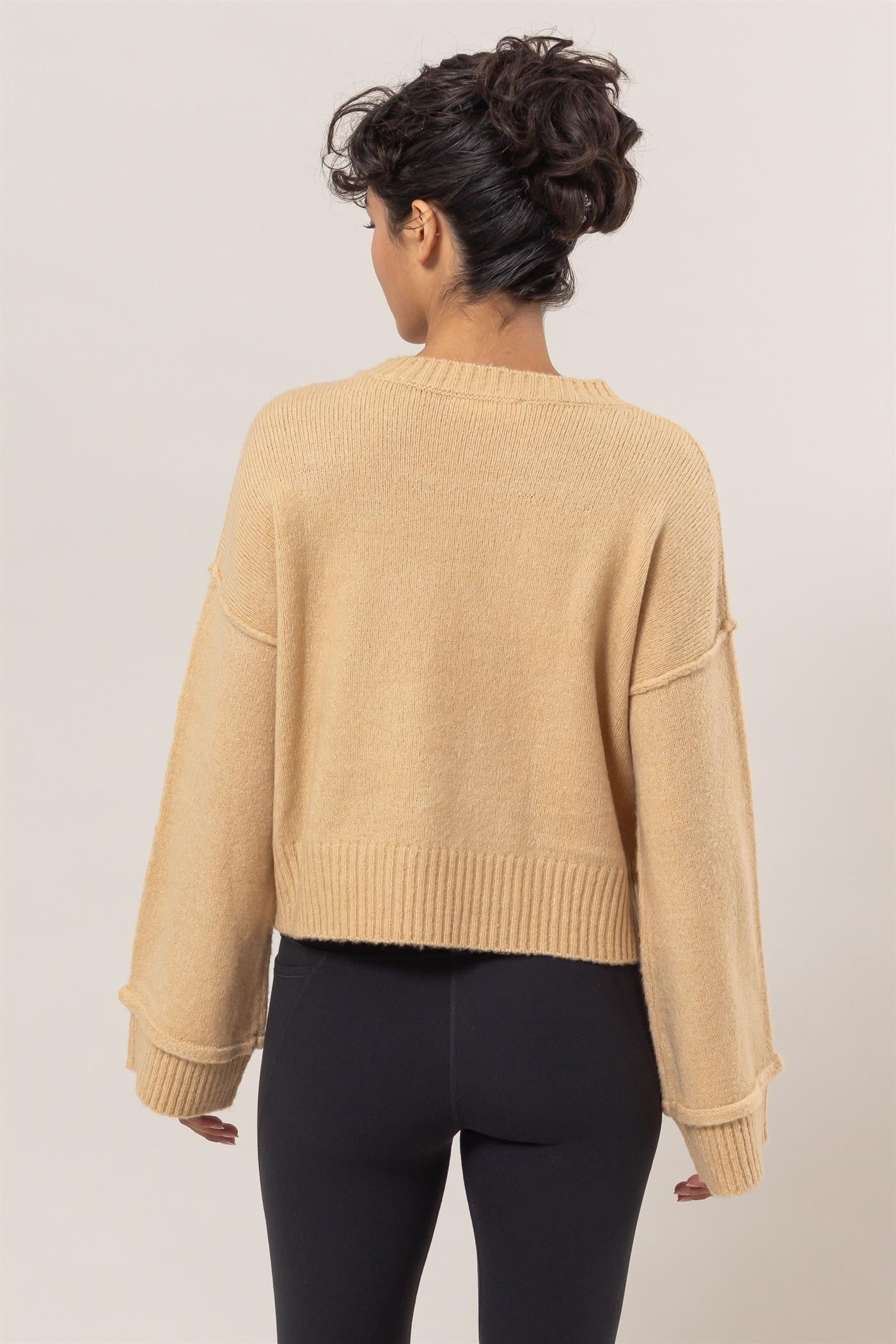HYFVE Round Neck Dropped Shoulder Ribbed Sweater - The Goddess Galleries