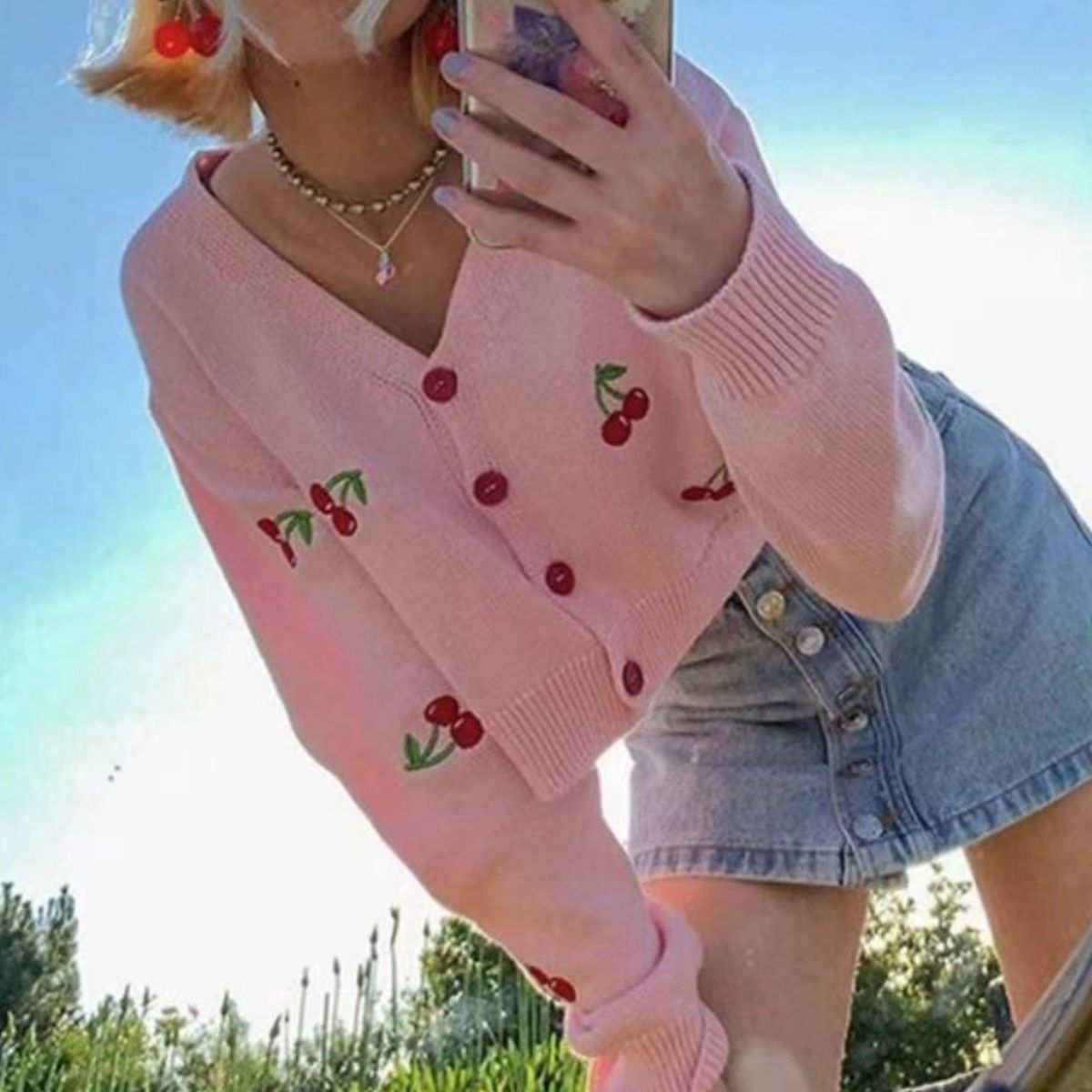 Cherry Button Down Cardigan - The Goddess Galleries