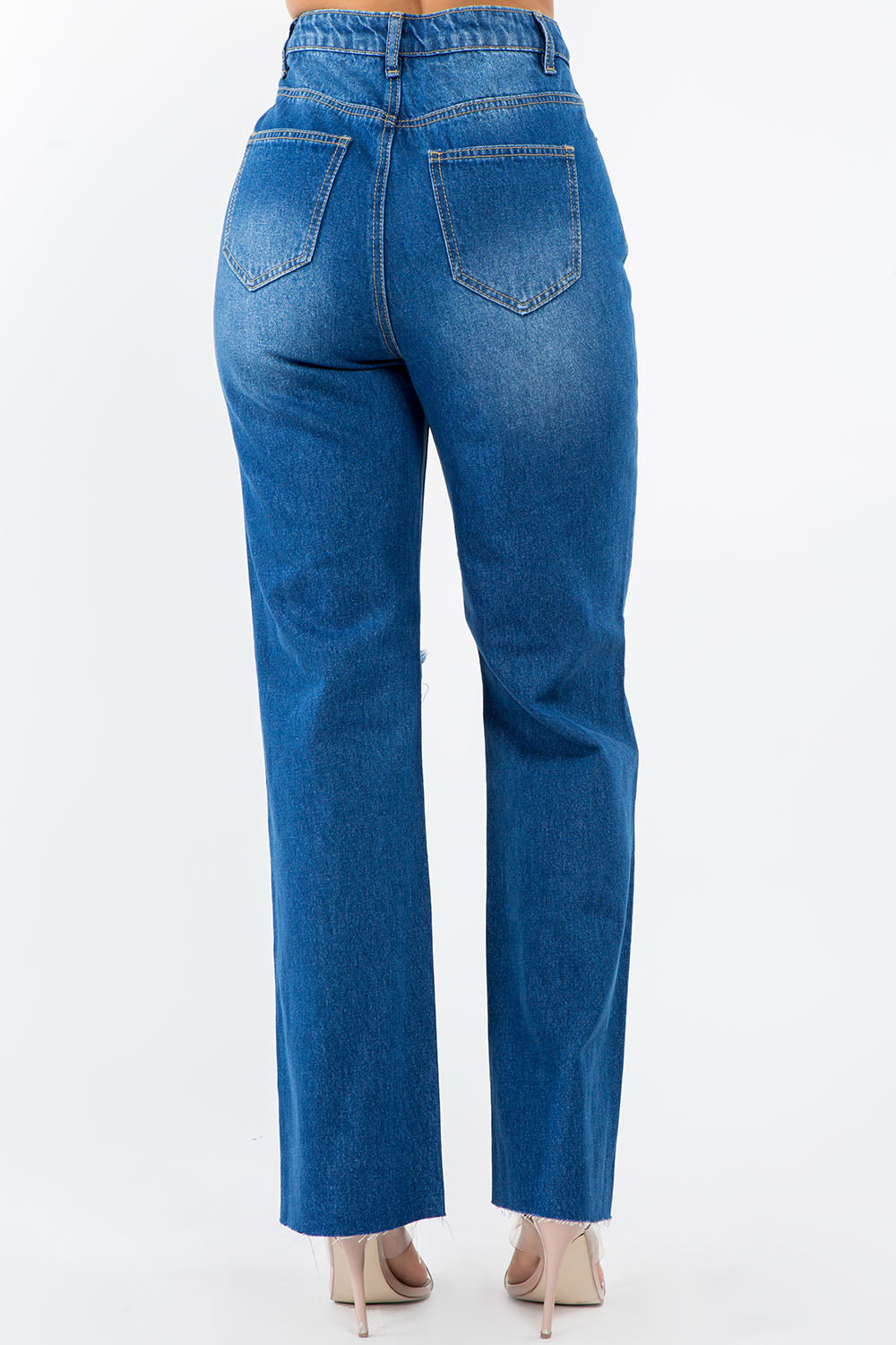American Bazi High Waist Distressed Wide Leg Jeans - The Goddess Galleries