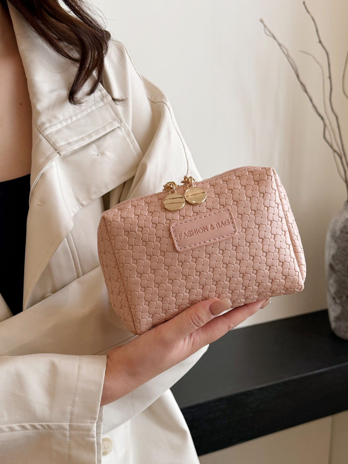 PU Leather Woven Clutch - The Goddess Galleries