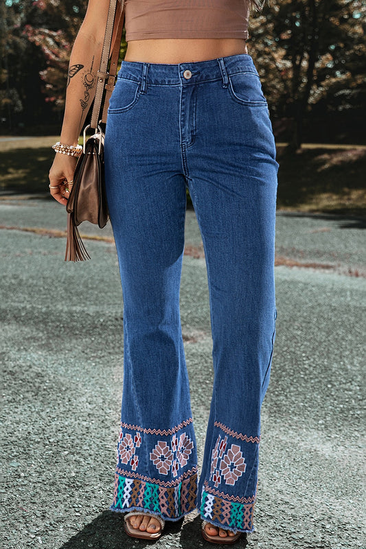 Embroidered Bootcut Jeans - The Goddess Galleries