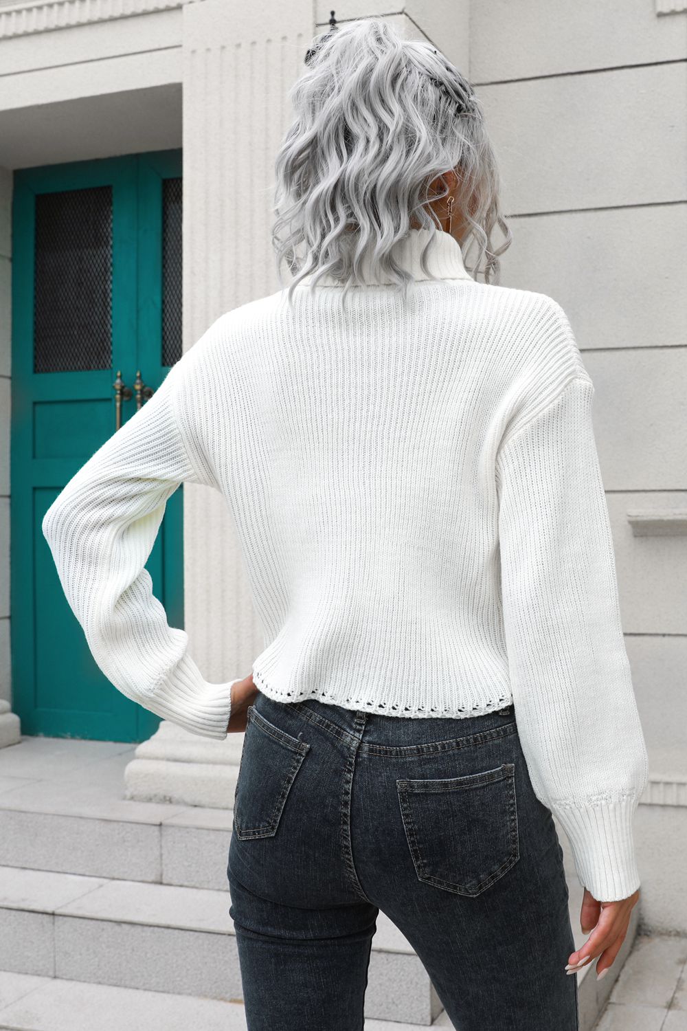 Turtleneck Dropped Shoulder Sweater - The Goddess Galleries