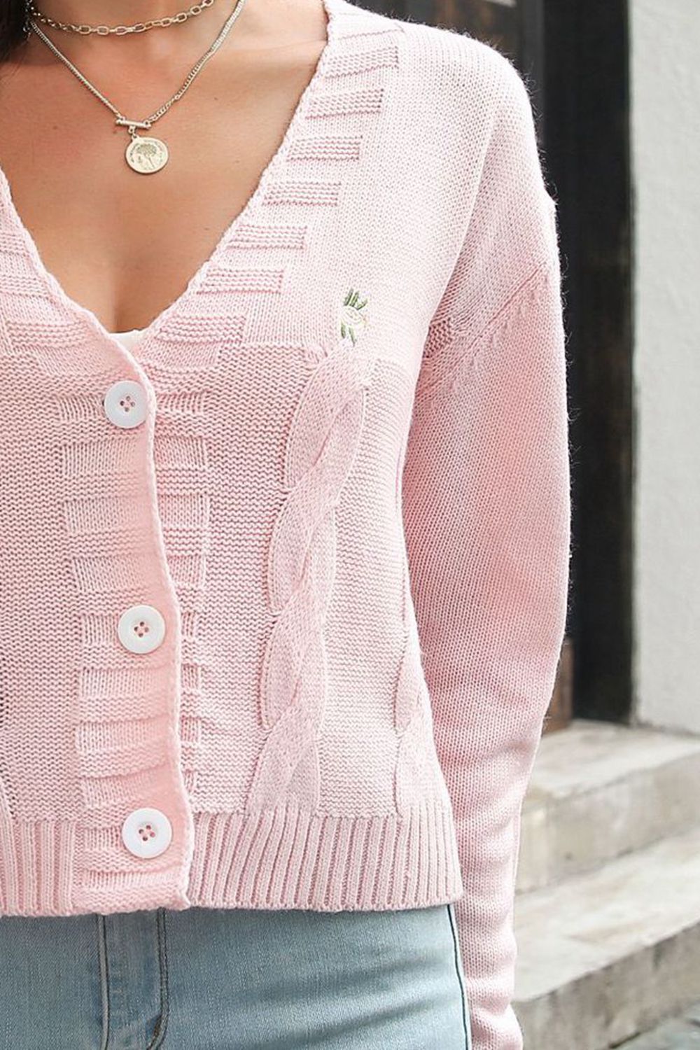 Cable-Knit Button Down Cardigan - The Goddess Galleries