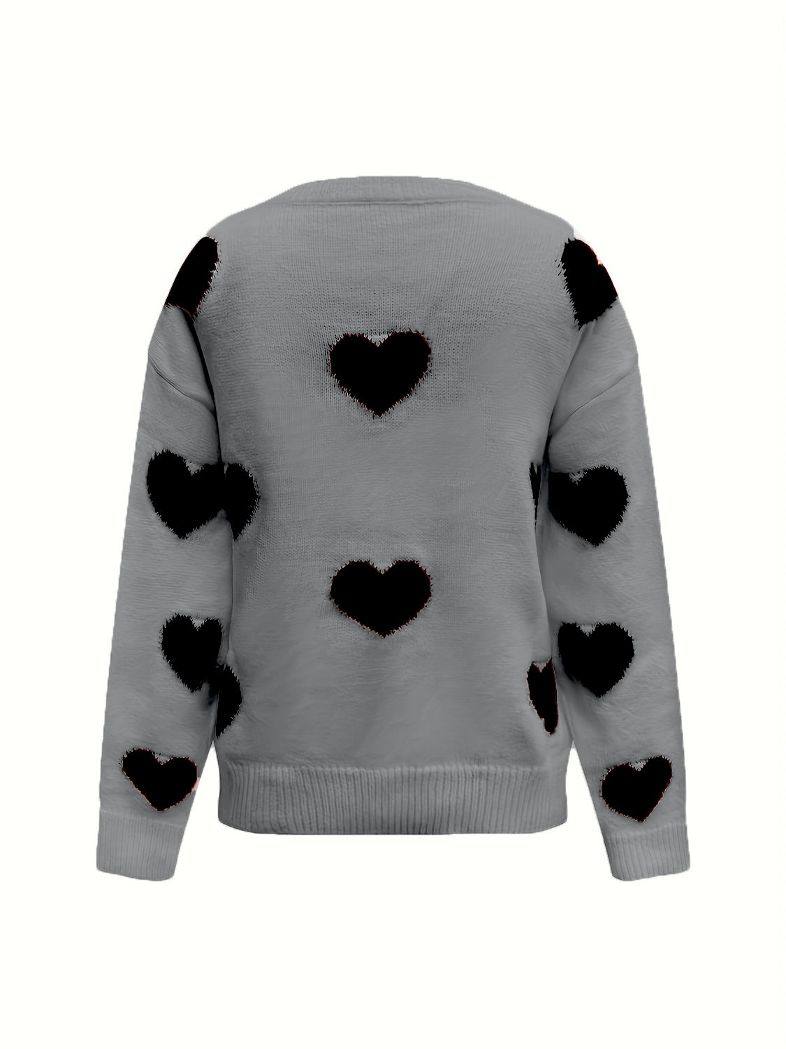 Valentine’s Day Heart Round Neck Long Sleeve Sweater - The Goddess Galleries