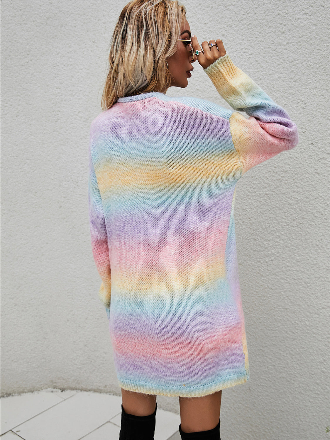 Angel Wings Full Size Pocketed Open Front Gradient Cardigan - The Goddess Galleries