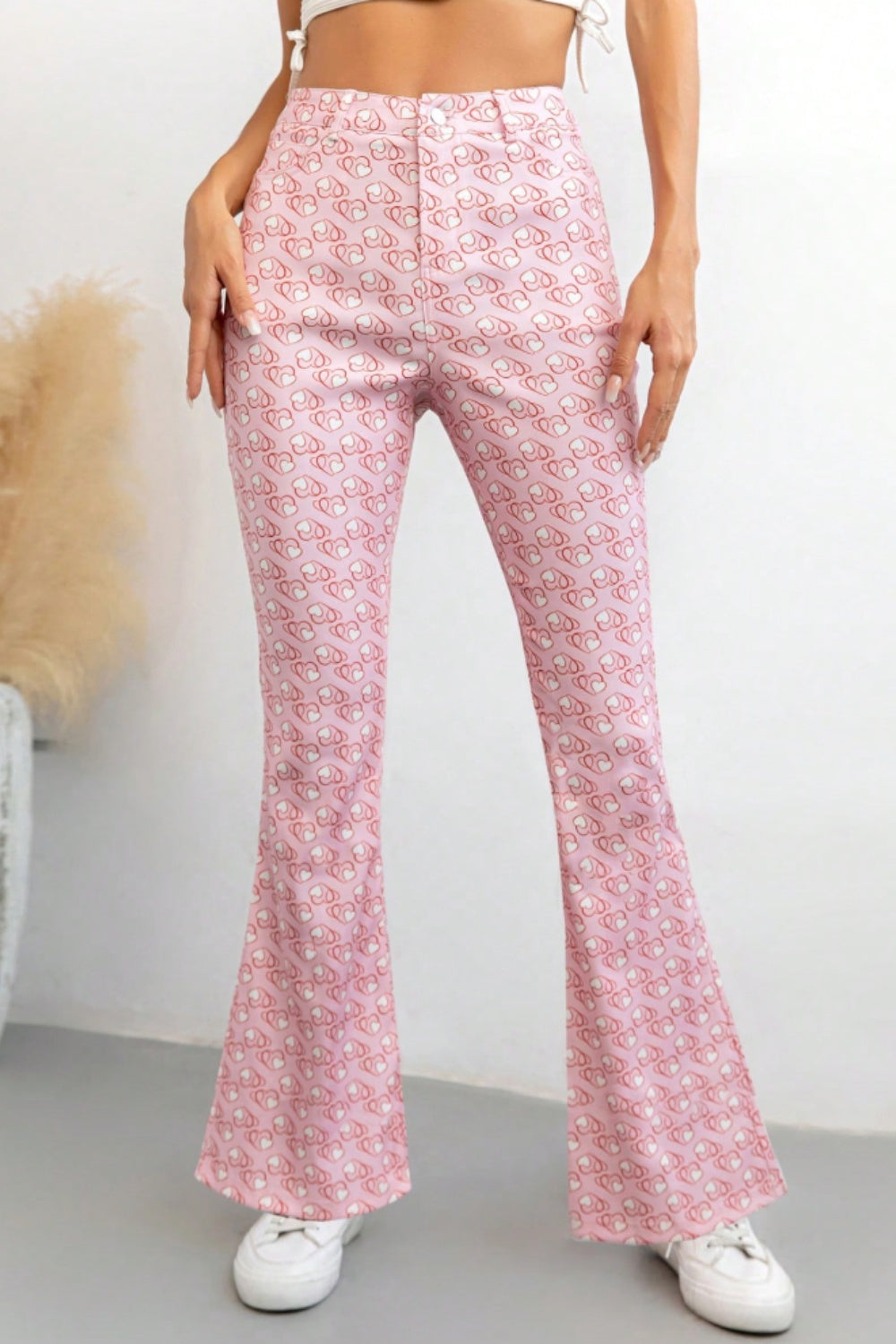 Printed High Waist Flare Pants with Pockets - The Goddess Galleries