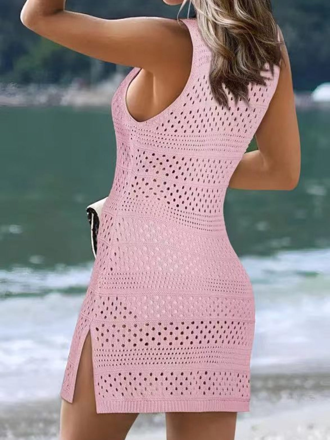 Openwork Scoop Neck Cover Up - The Goddess Galleries