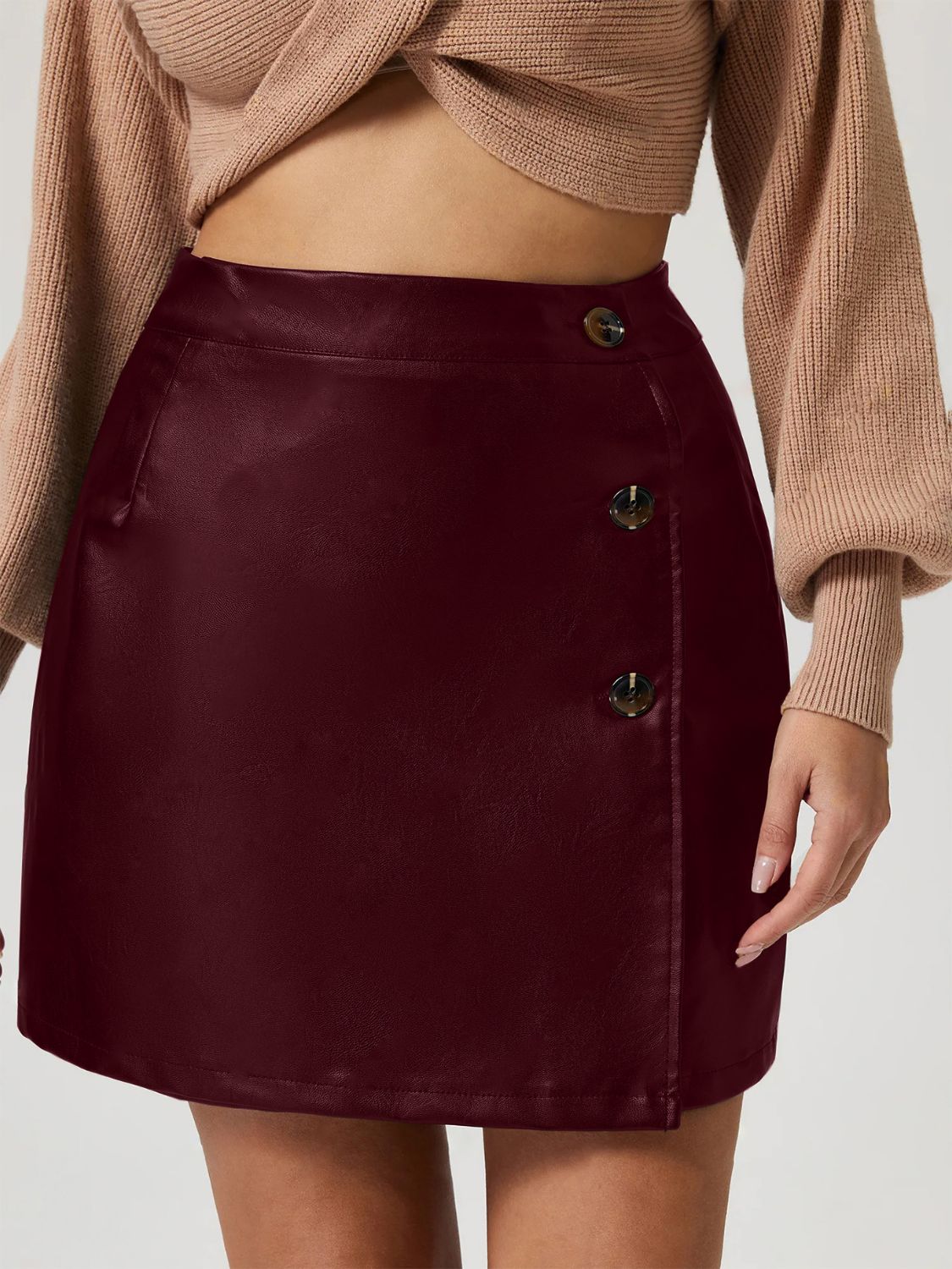 Buttoned High Rise Mini Skirt - The Goddess Galleries