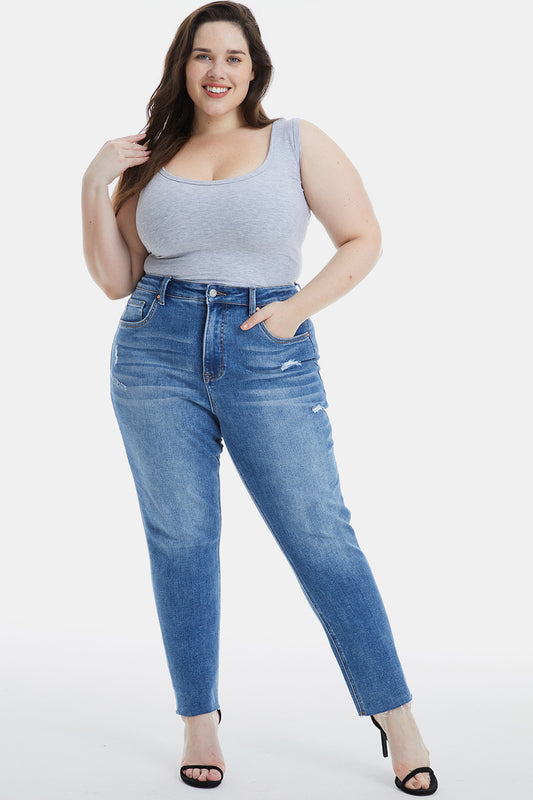 BAYEAS Full Size High Waist Distressed Raw Hew Skinny Jeans - The Goddess Galleries