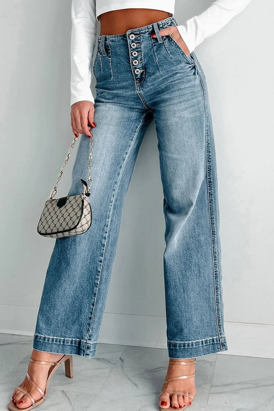 Button Fly High Waist Jeans - The Goddess Galleries
