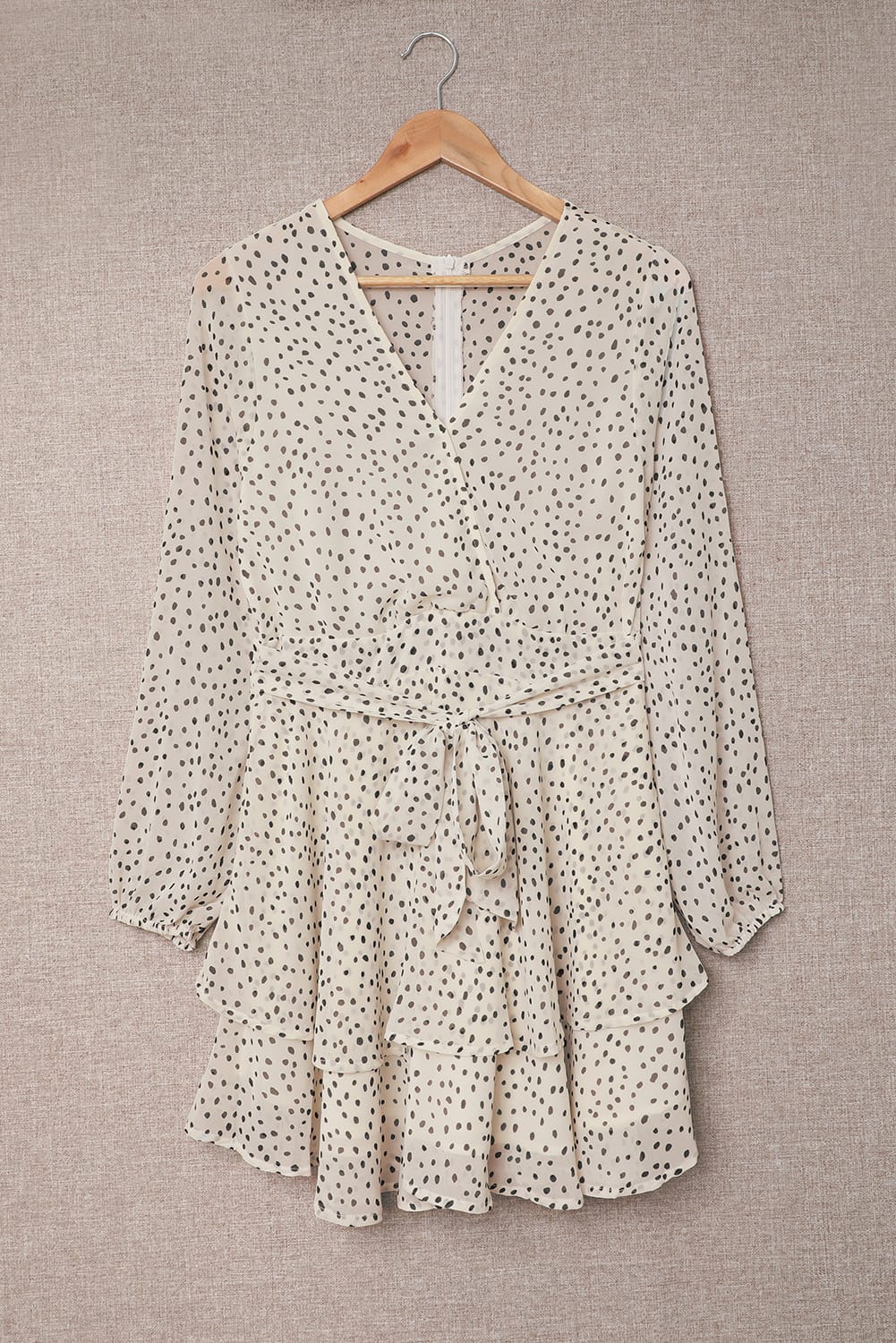 Tied Polka Dot Balloon Sleeve Layered Dress - The Goddess Galleries