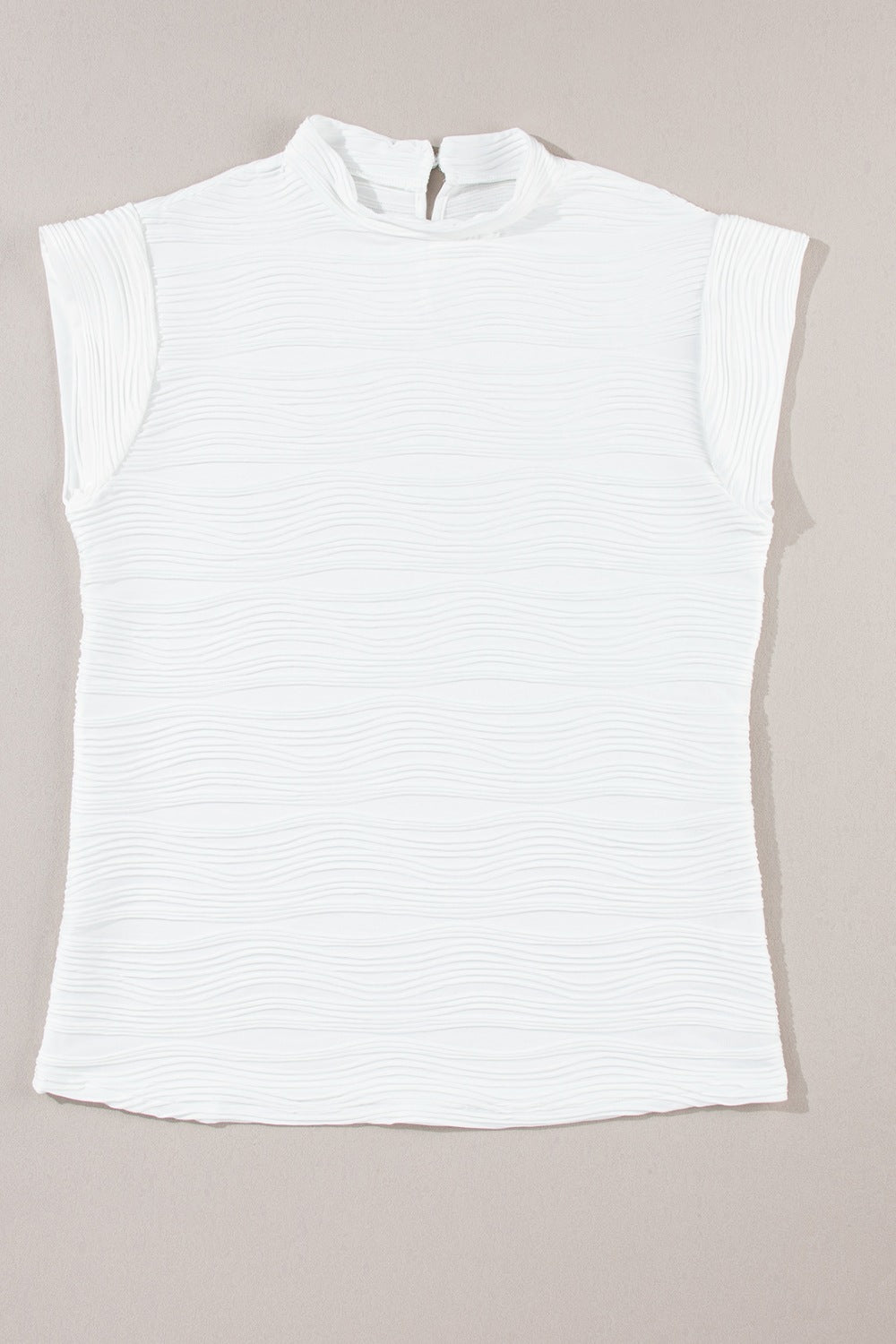 Textured Mock Neck Cap Sleeve Top - The Goddess Galleries