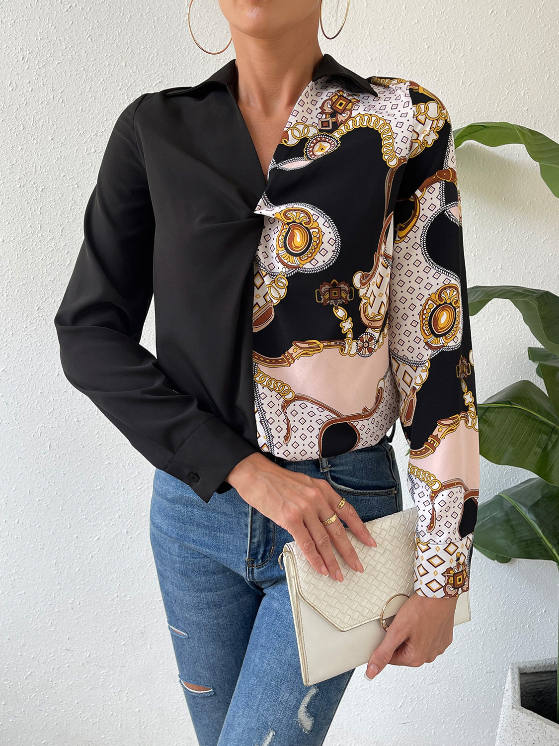 Twist Front Collared Blouse - The Goddess Galleries