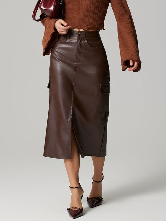 Slit Midi Skirt with Pockets - The Goddess Galleries