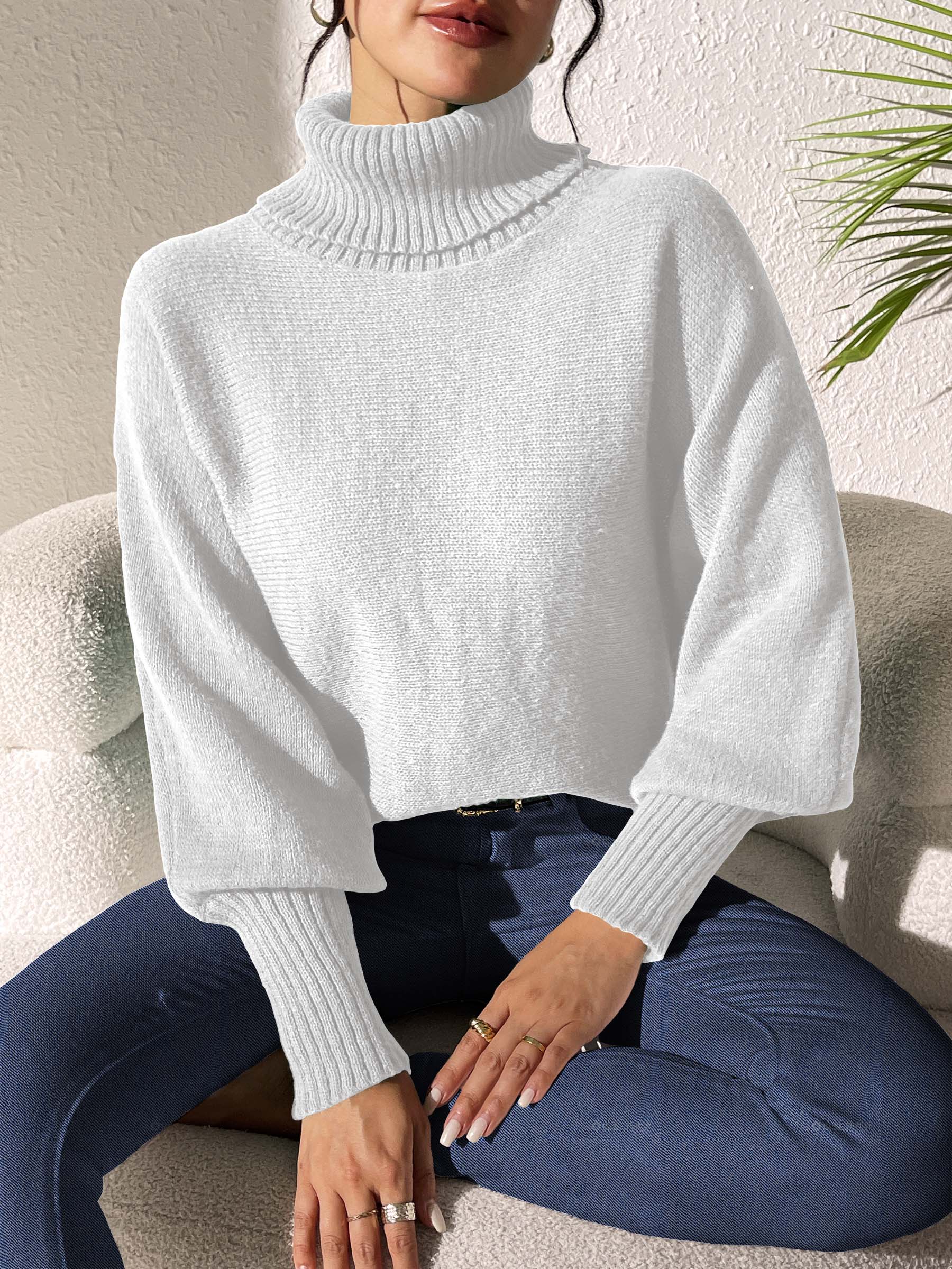 Turtleneck Long Sleeve Sweater - The Goddess Galleries