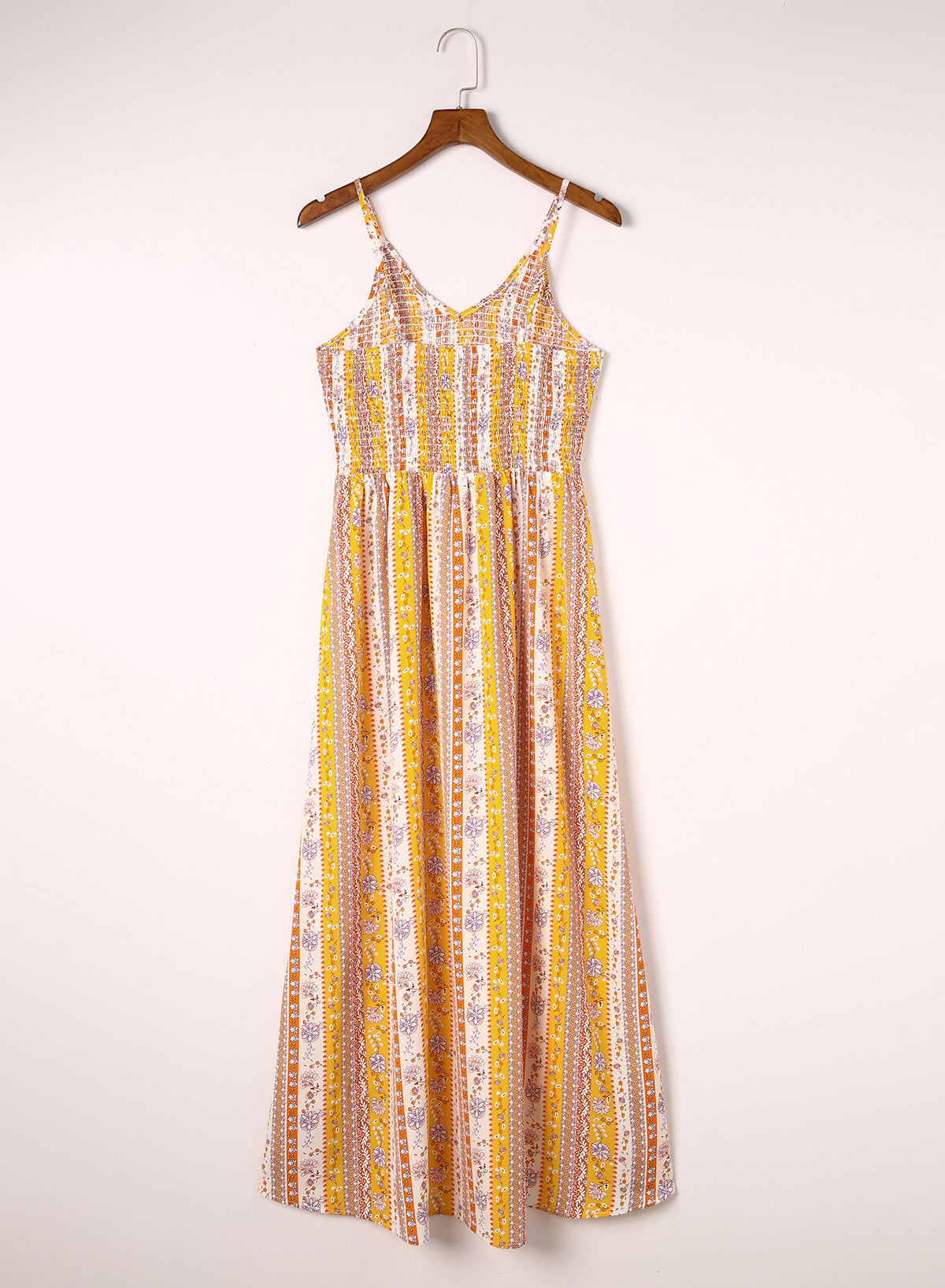 Smocked Printed V-Neck Cami - The Goddess Galleries