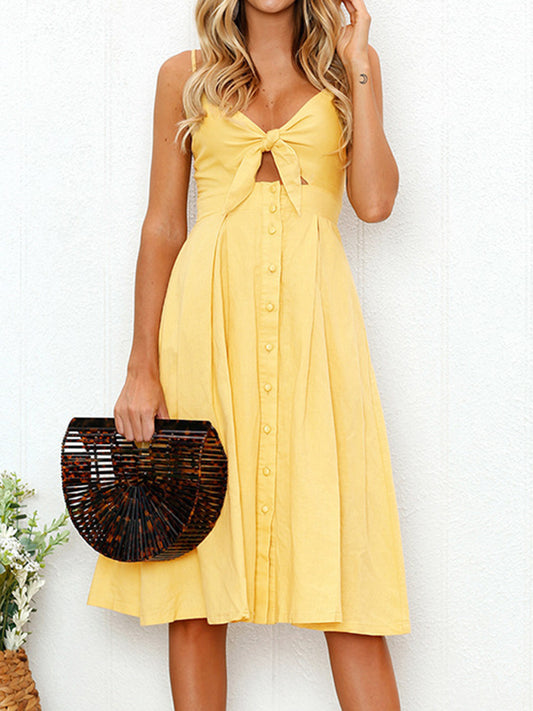 Cutout Smocked Sweetheart Neck Cami Dress - The Goddess Galleries