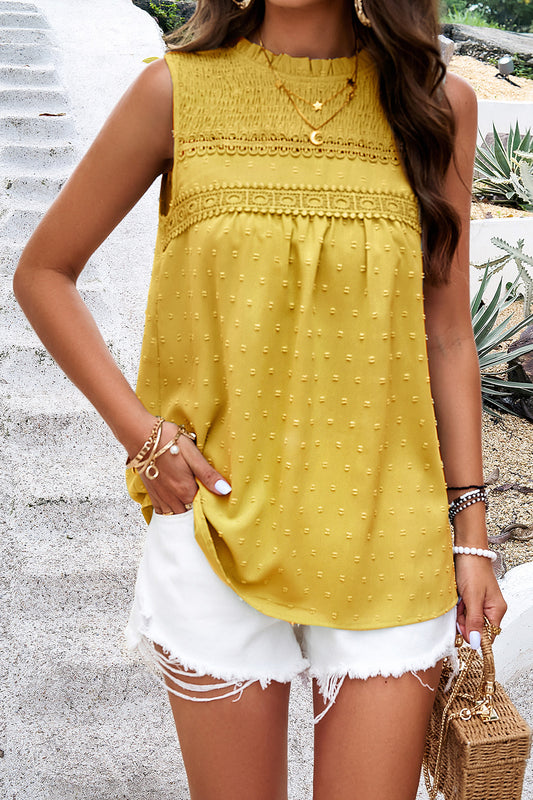 Devine Swiss Dot Round Neck Tank - The Goddess Galleries