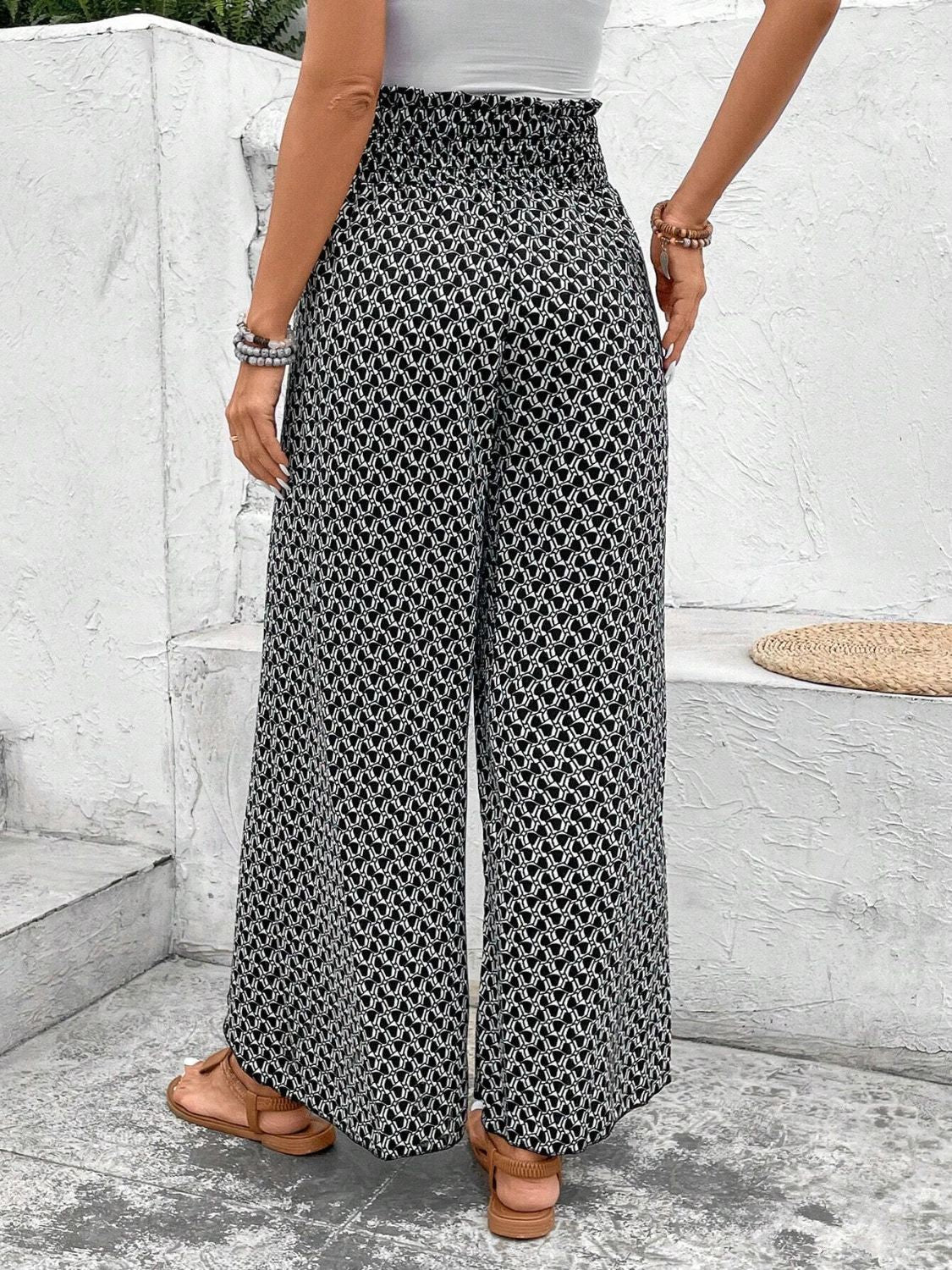 Tied Printed Wide Leg Pants - The Goddess Galleries