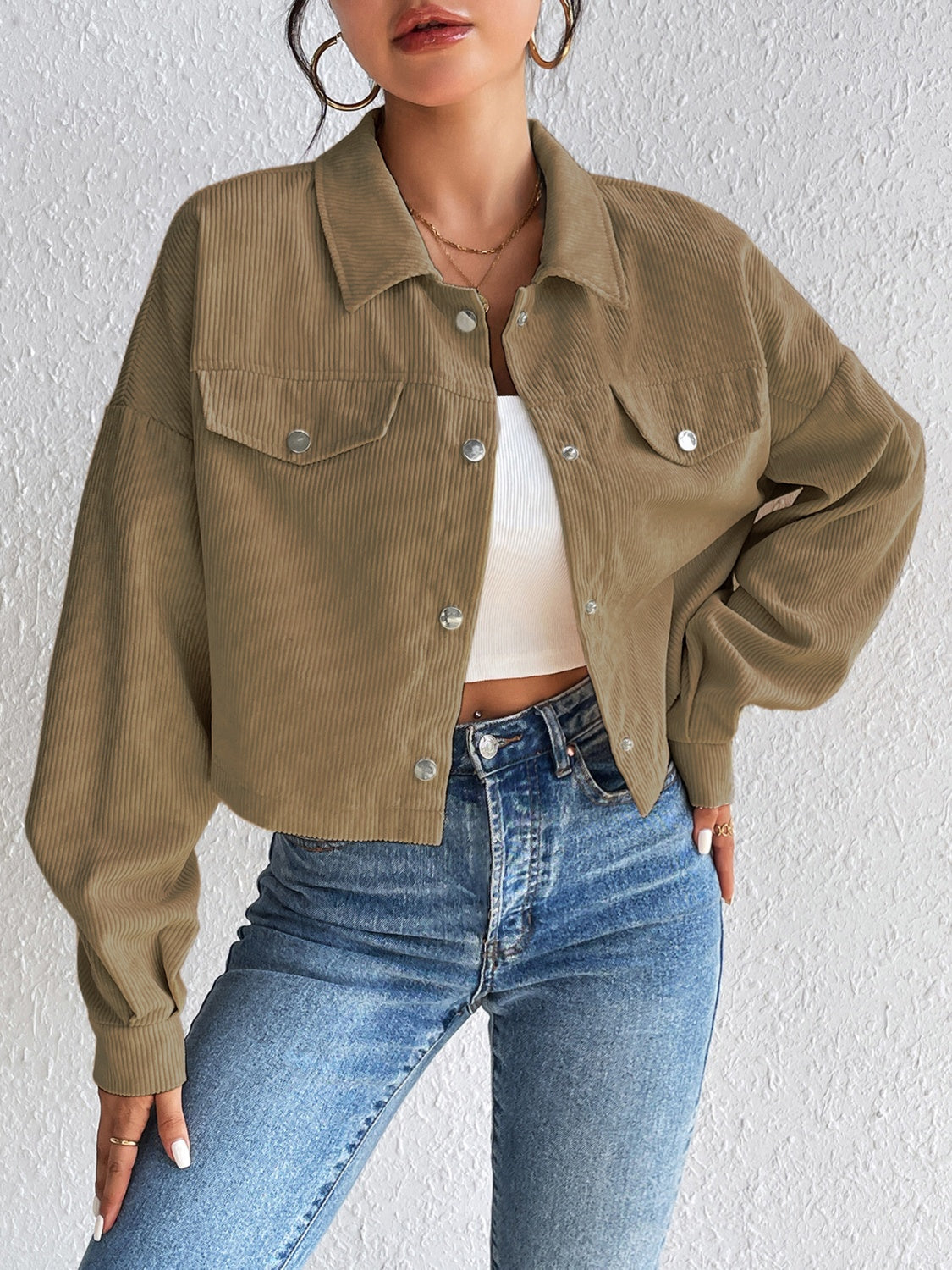 Honey Snap Down Long Sleeve Jacket - The Goddess Galleries