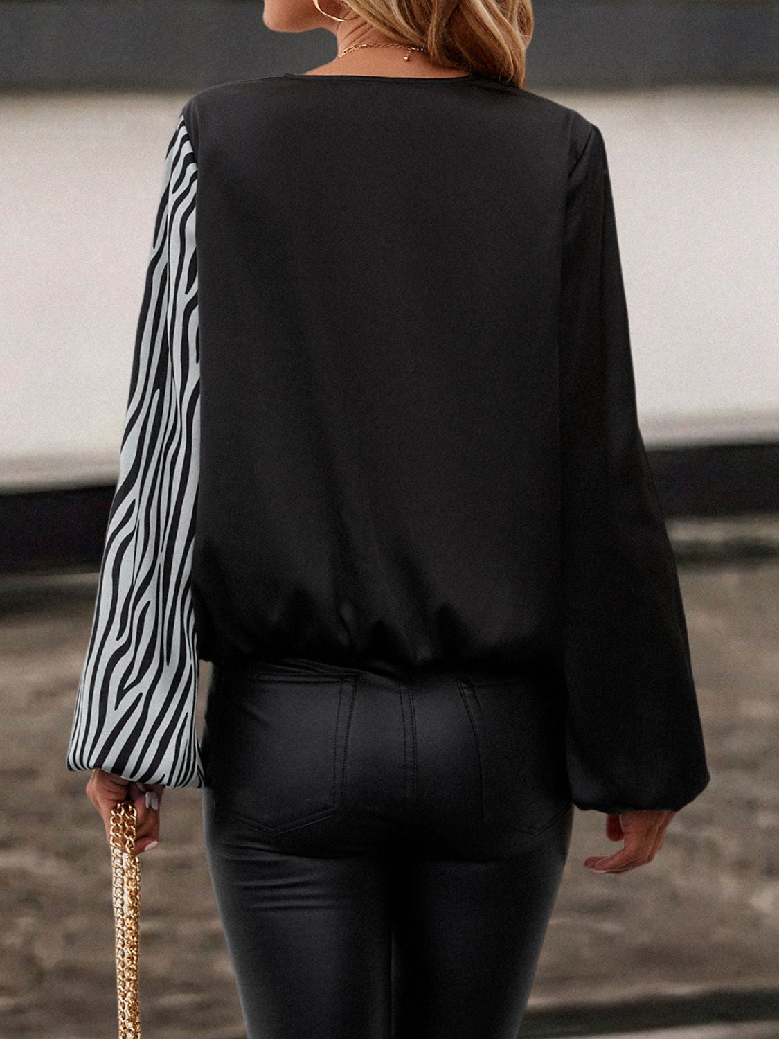 Honey Zebra Print V-Neck Blouse - The Goddess Galleries