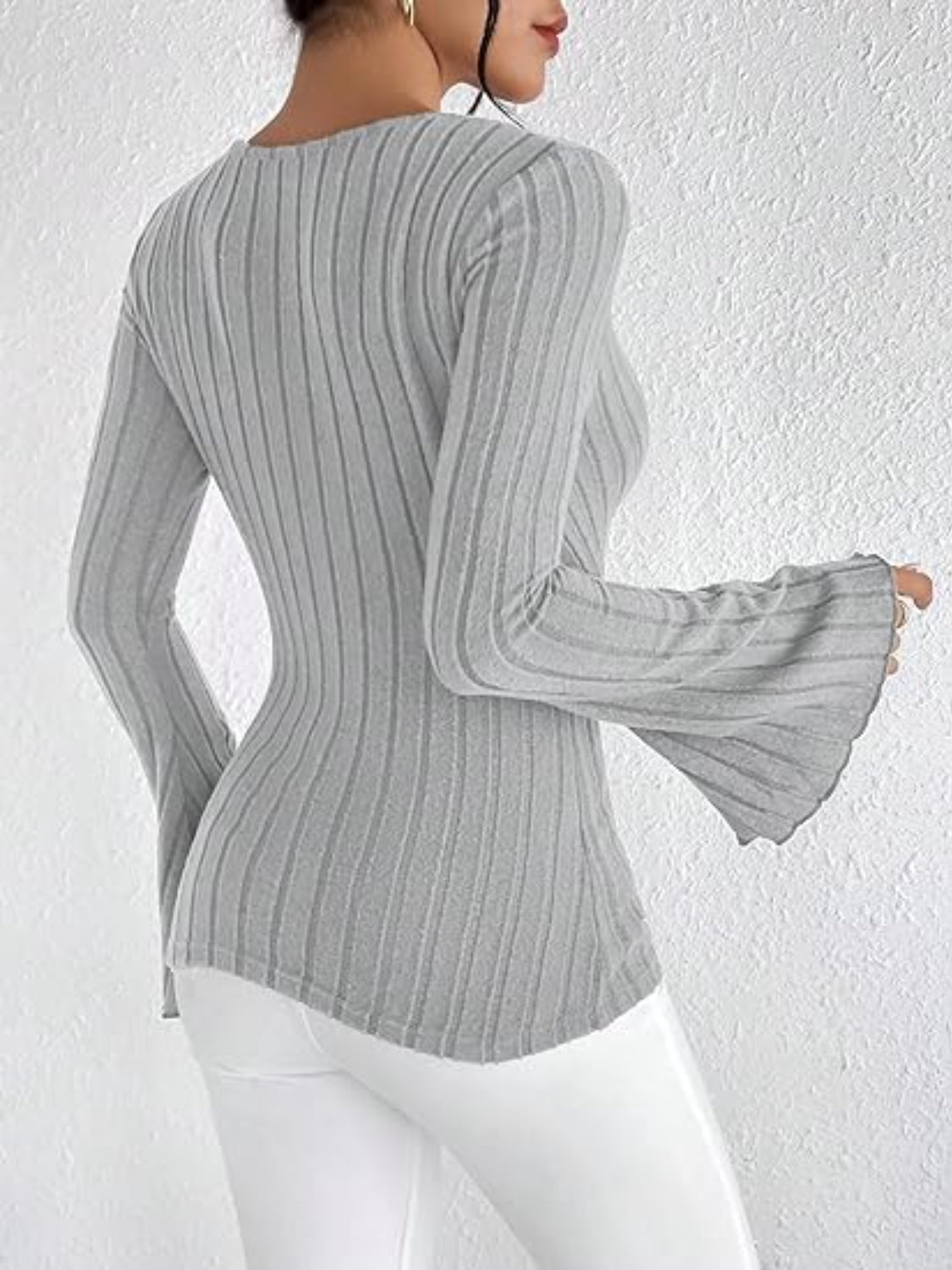 Ribbed Flare Sleeve Top - The Goddess Galleries