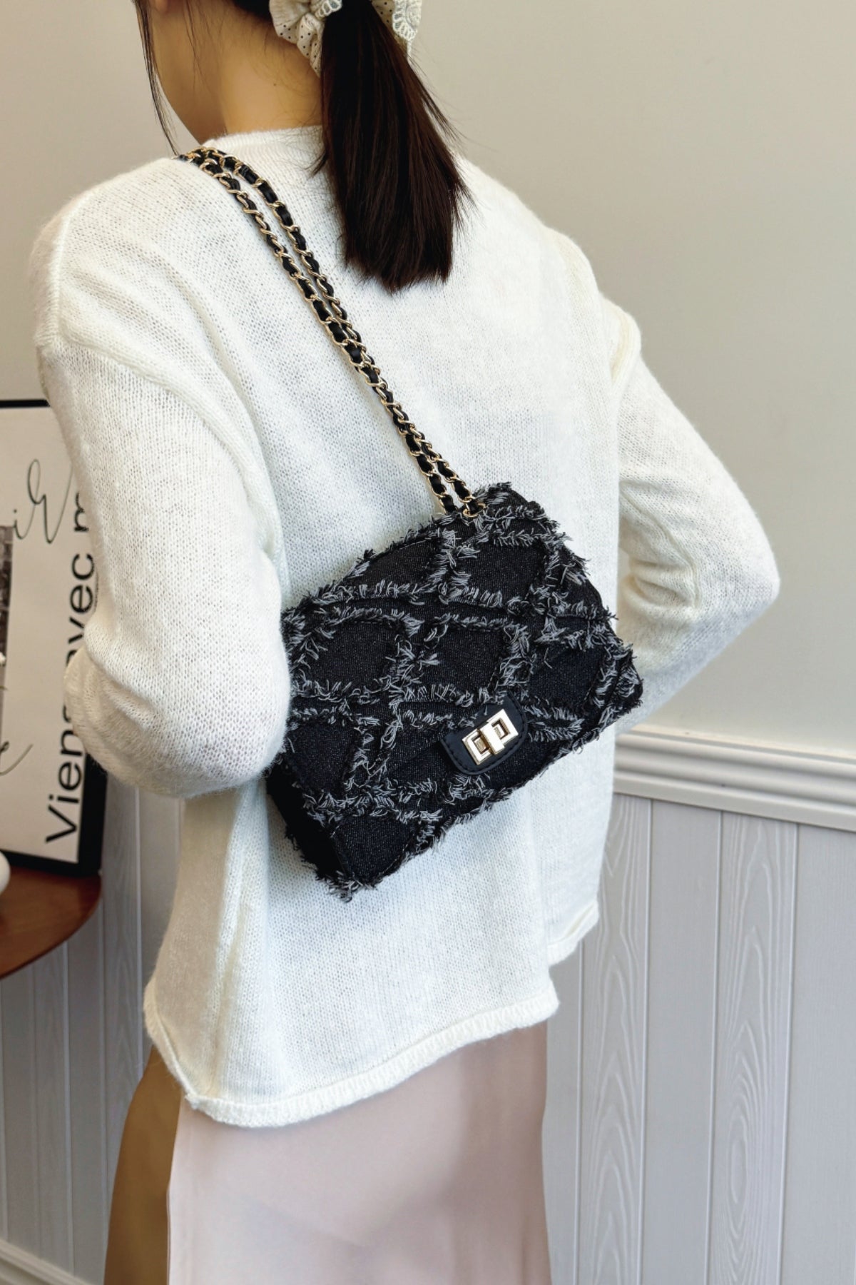 Raw Hem Denim Crossbody Bag - The Goddess Galleries