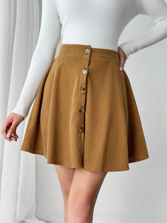 Buttoned Mini Skirt - The Goddess Galleries