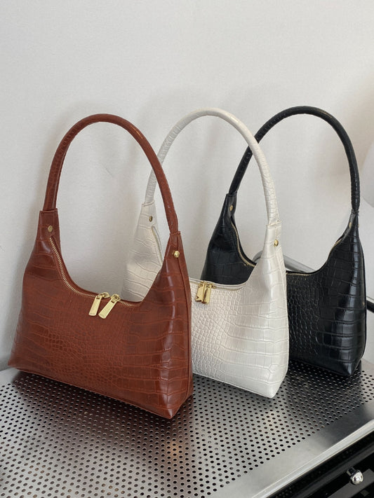 Crocodile Grain Shoulder Bag - The Goddess Galleries