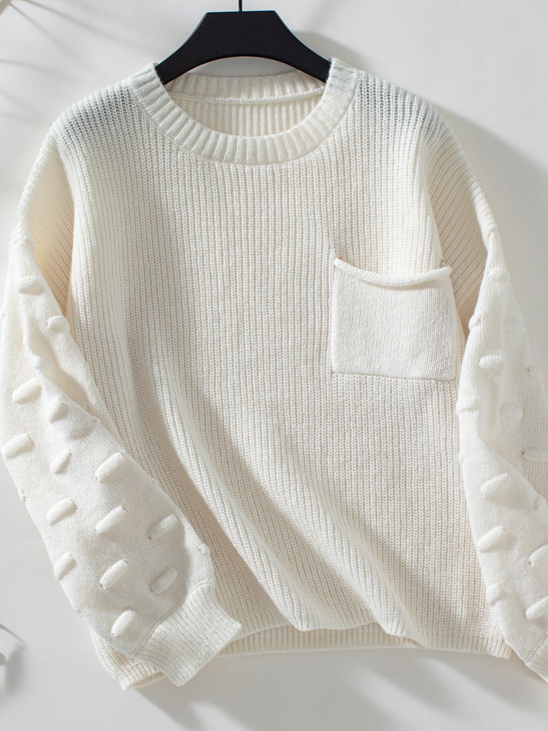 Round Neck Drop Shoulder Sweater - The Goddess Galleries