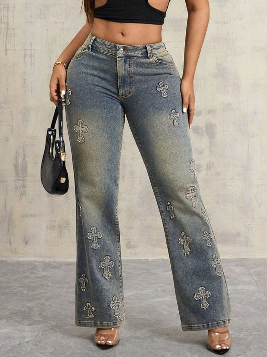 Cross Wide Leg Jeans with Pockets - The Goddess Galleries