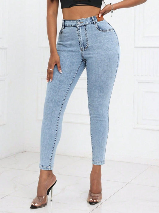 High Waist Skinny Jeans with Pockets - The Goddess Galleries