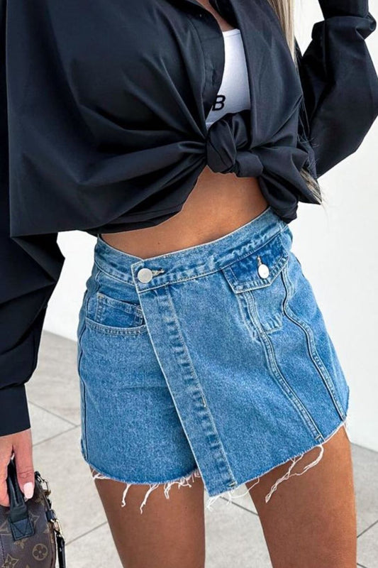 Raw Hem Denim Skorts - The Goddess Galleries