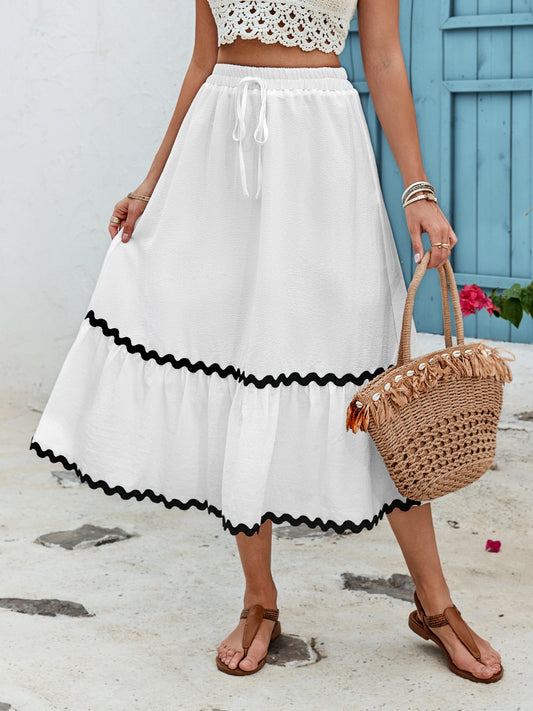 Honey Tied Contrast Trim High Waist Skirt - The Goddess Galleries