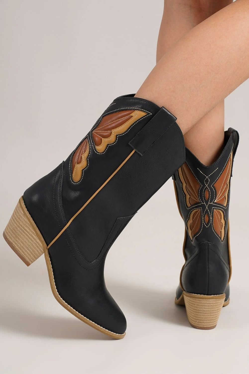 Beast Fashion Butterfly Cut Detail Point Toe Boots - The Goddess Galleries